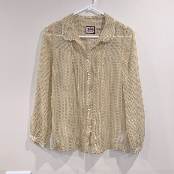 🔥Juicy Couture Sheer Silk  Button-Up Blouse🔥 - Picture 1 of 6